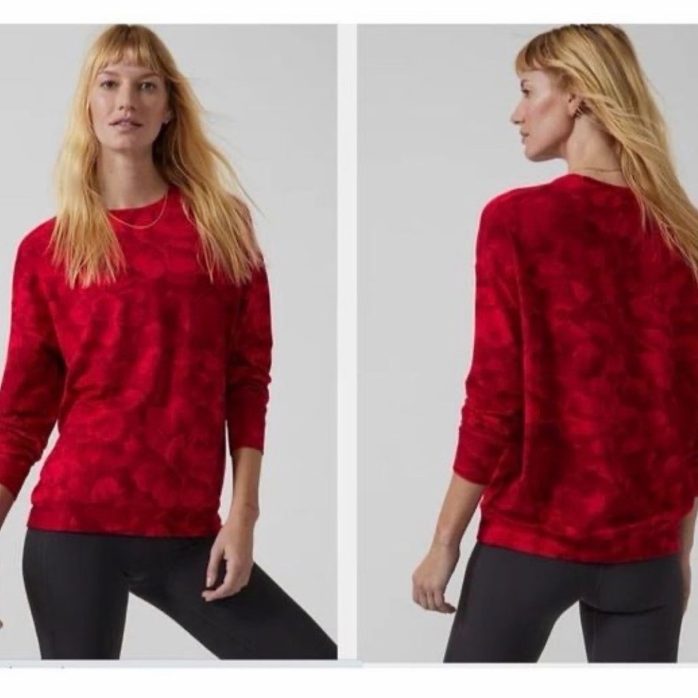 Athleta Women's Coastal Luxe Red Crew Neck Sweatshirt ❤️